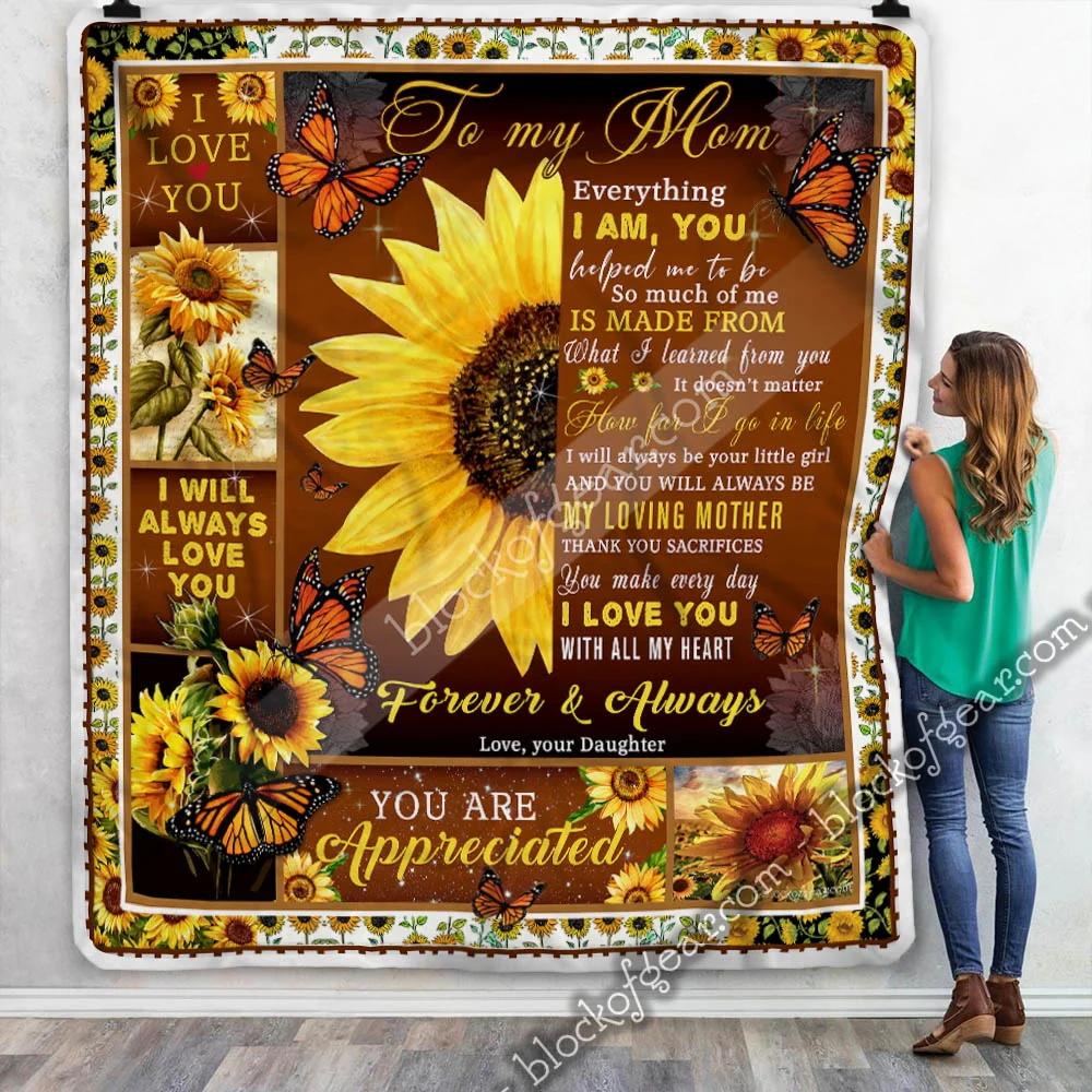 To My Mom, Butterfly Sunflower Sofa Throw Blanket THN1888