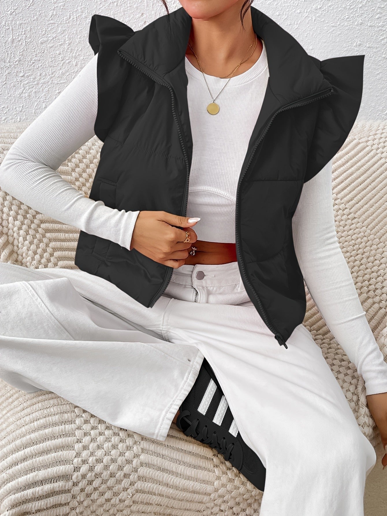 Fashion Slim Sleeveless Stand-Up Collar Thermal Cotton-Padded Waistcoat