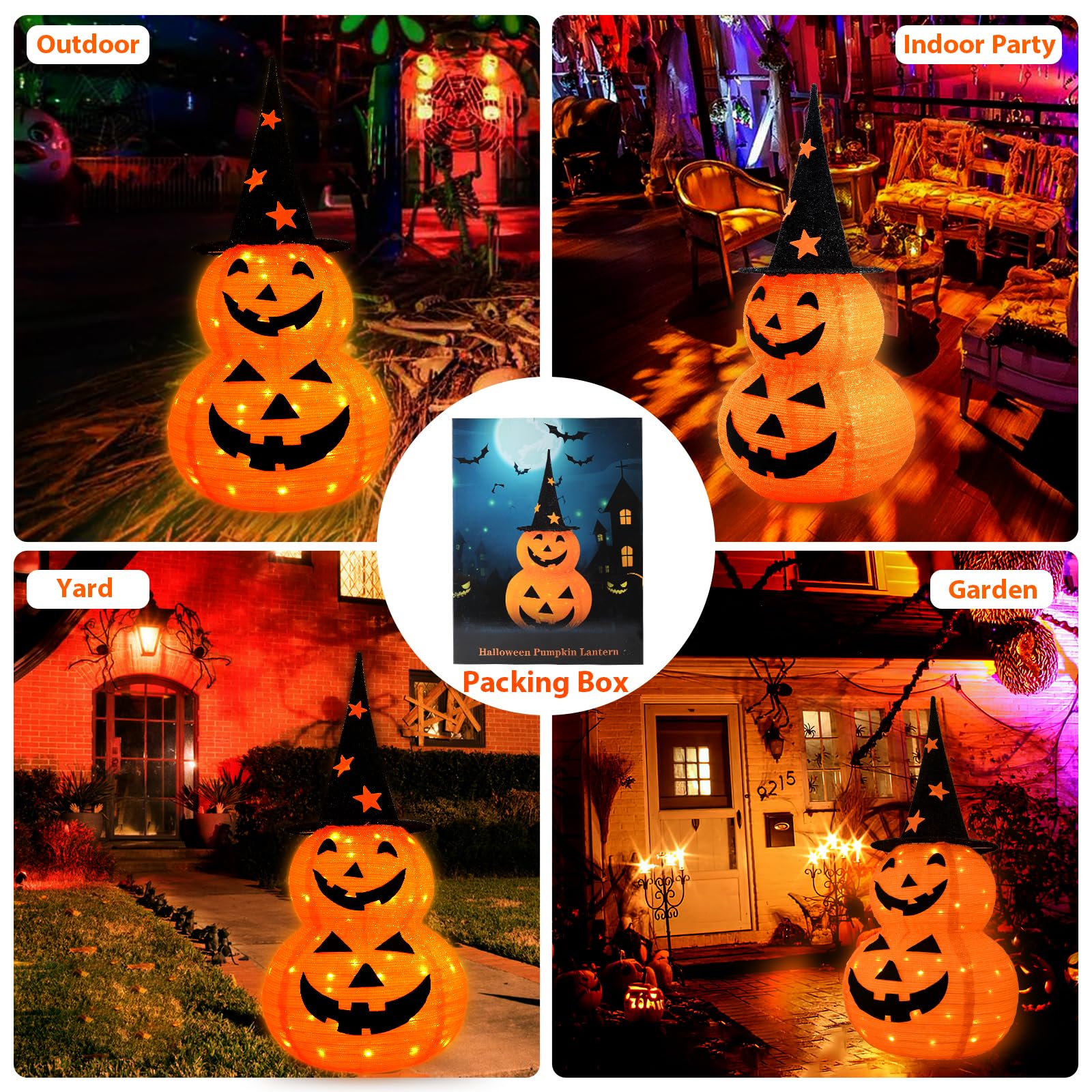 🏆Limited Sale⚡Almost Gone🎃3.3 FT Two-Layers Remote Control Pumpkin Lights