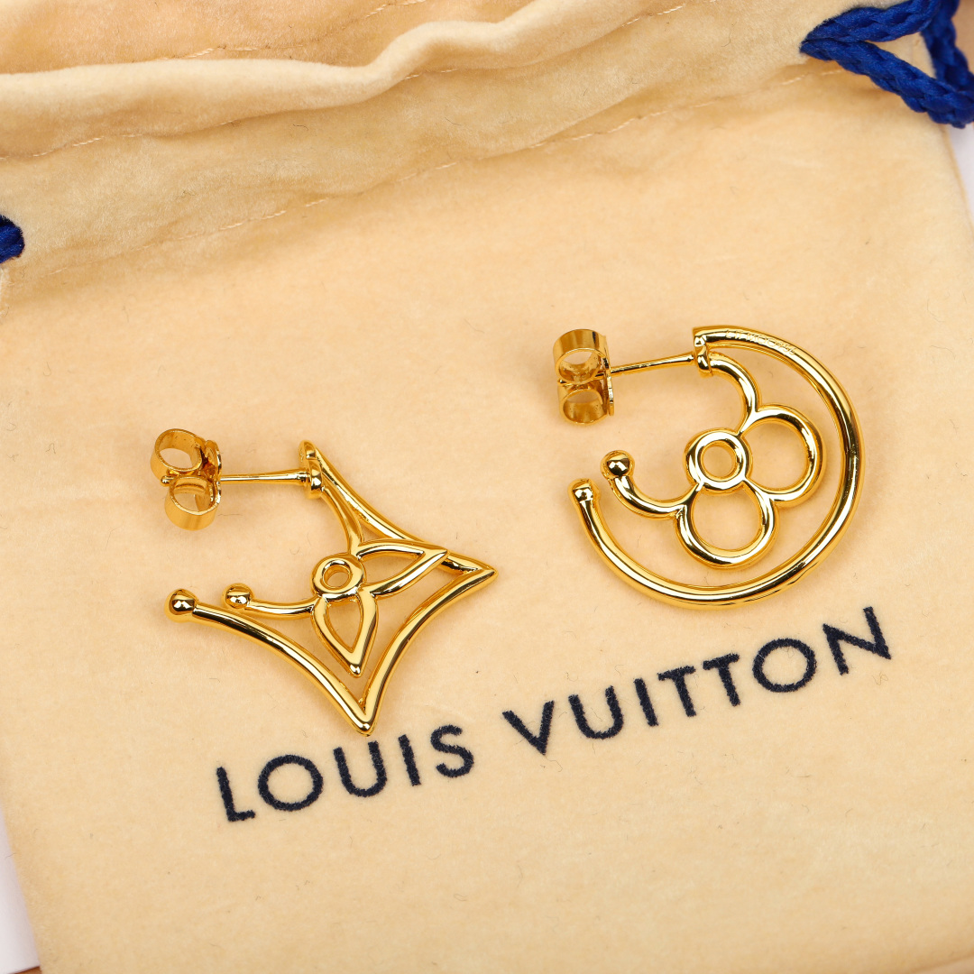 Louis Vuitton Hollow Four-Leaf Clover Earrings