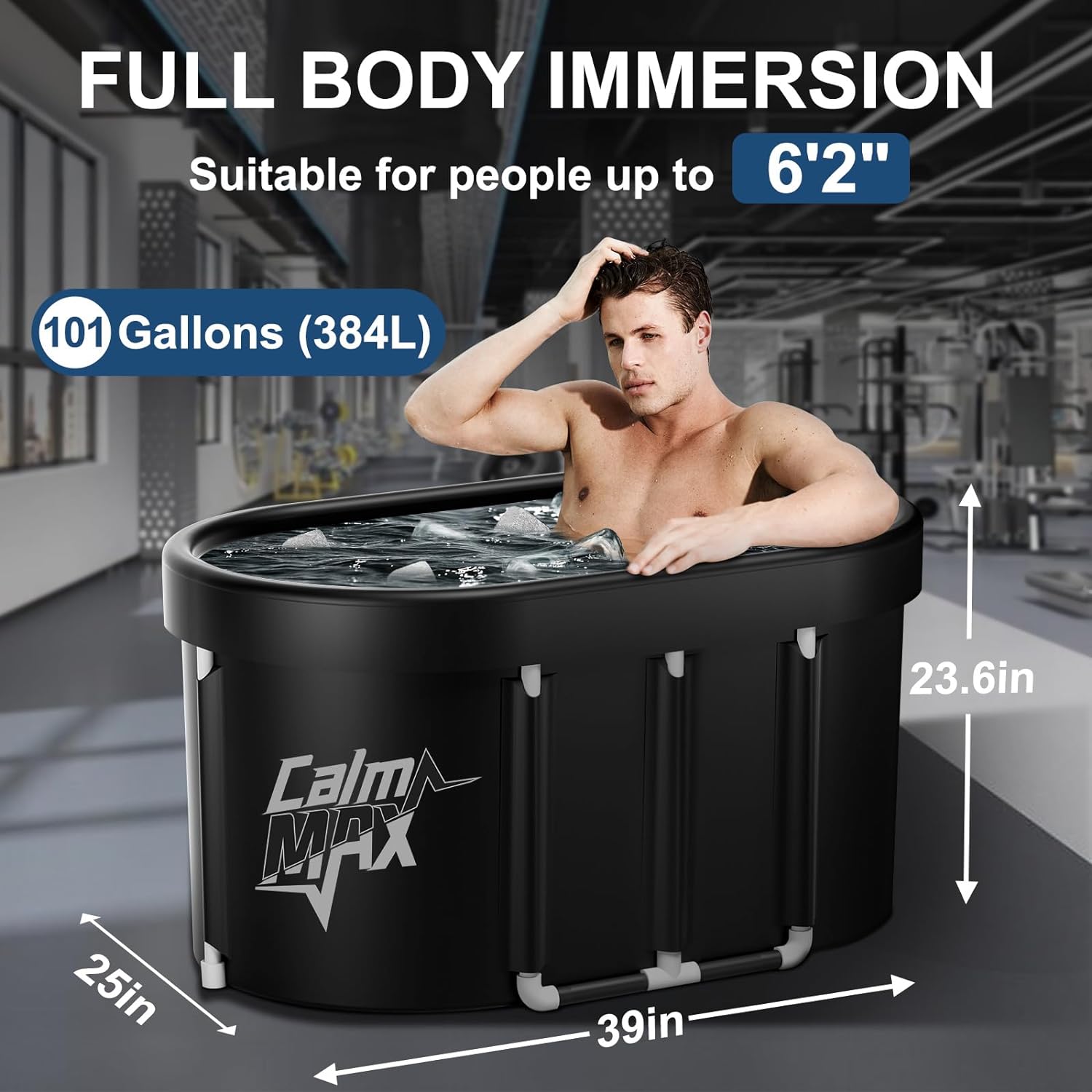 CalmMax Oval Ice Bath Tub XL Portable Cold Plunge Tub