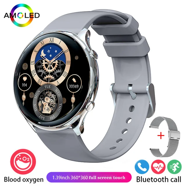 New women's Bluetooth call smartwatch 1.39inch full screen touch heart rate and body temperature monitoring for Huawei Xiaomi