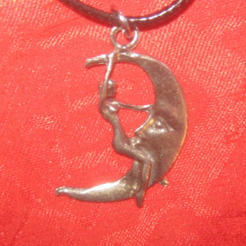 Lady Riding The Moon Pendant Necklace