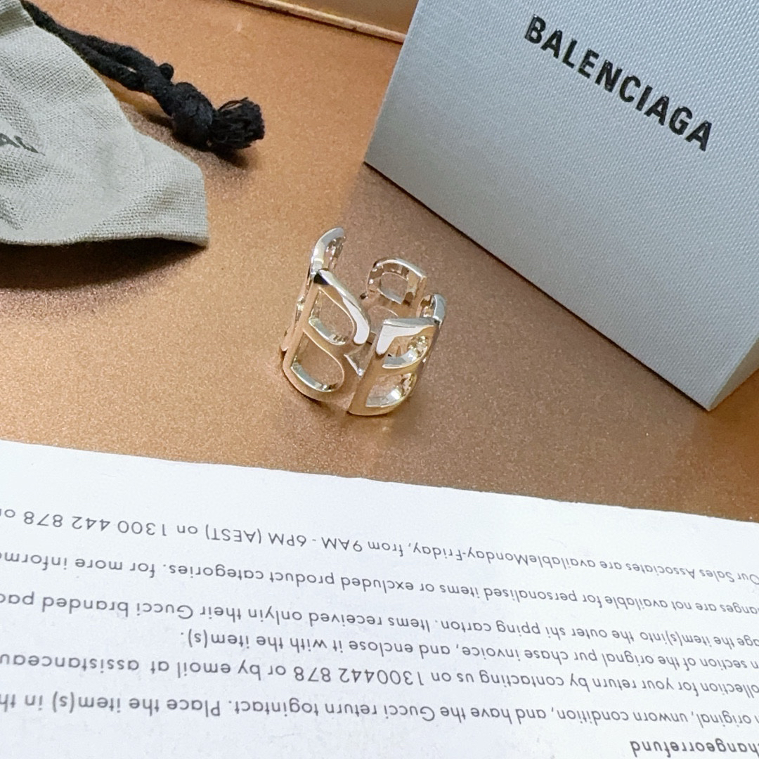 Balenciaga Hollow Silver Ring