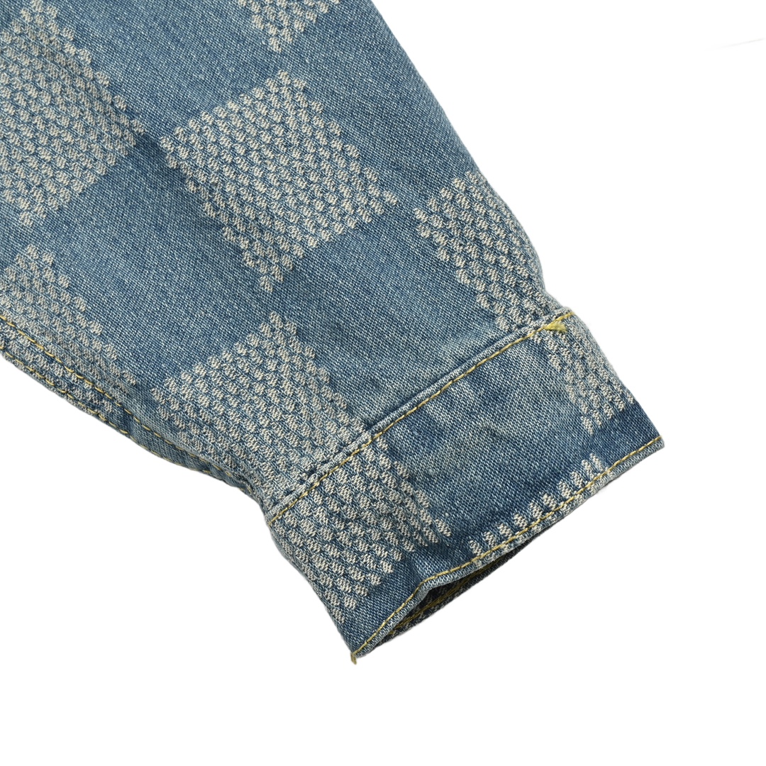 Louis Vuitton 24Fw checkerboard panel washed denim jacket