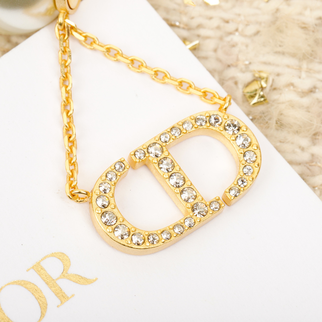 Dior Diamond CD Pearl Earrings