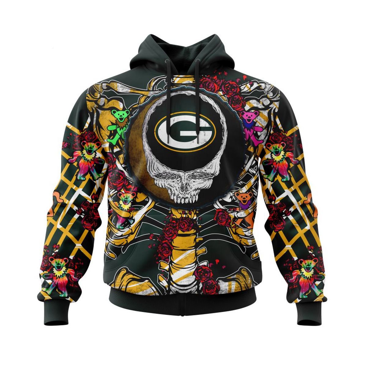 GREEN BAY PACKERS 3D HOODIE MIX GRATEFUL DEAD