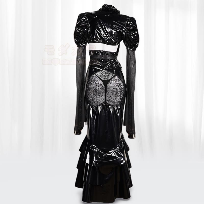 Cosplay Hollow Out PU Leather Dress