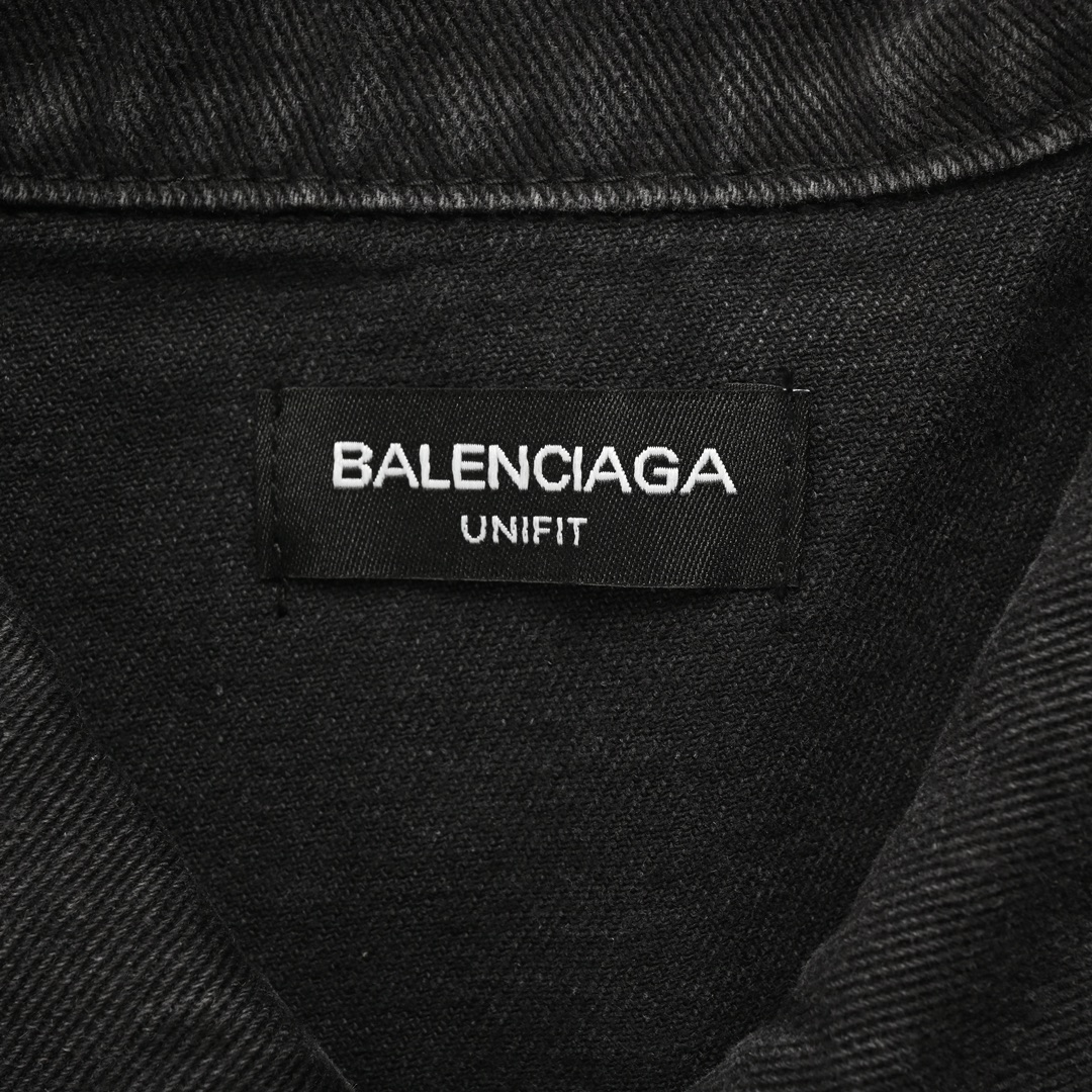 Balenciaga 24Fw denim jacket with crown and rhinestones on the back