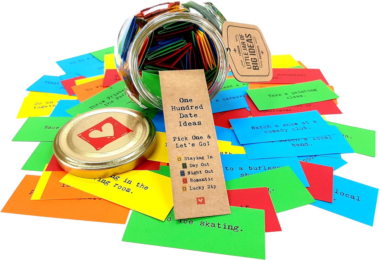 Little Jar of Big Ideas - 100 Date Ideas - Pick One & Let's Go(Unique Thoughtful Gift) - Artisan Handcrafted Gift