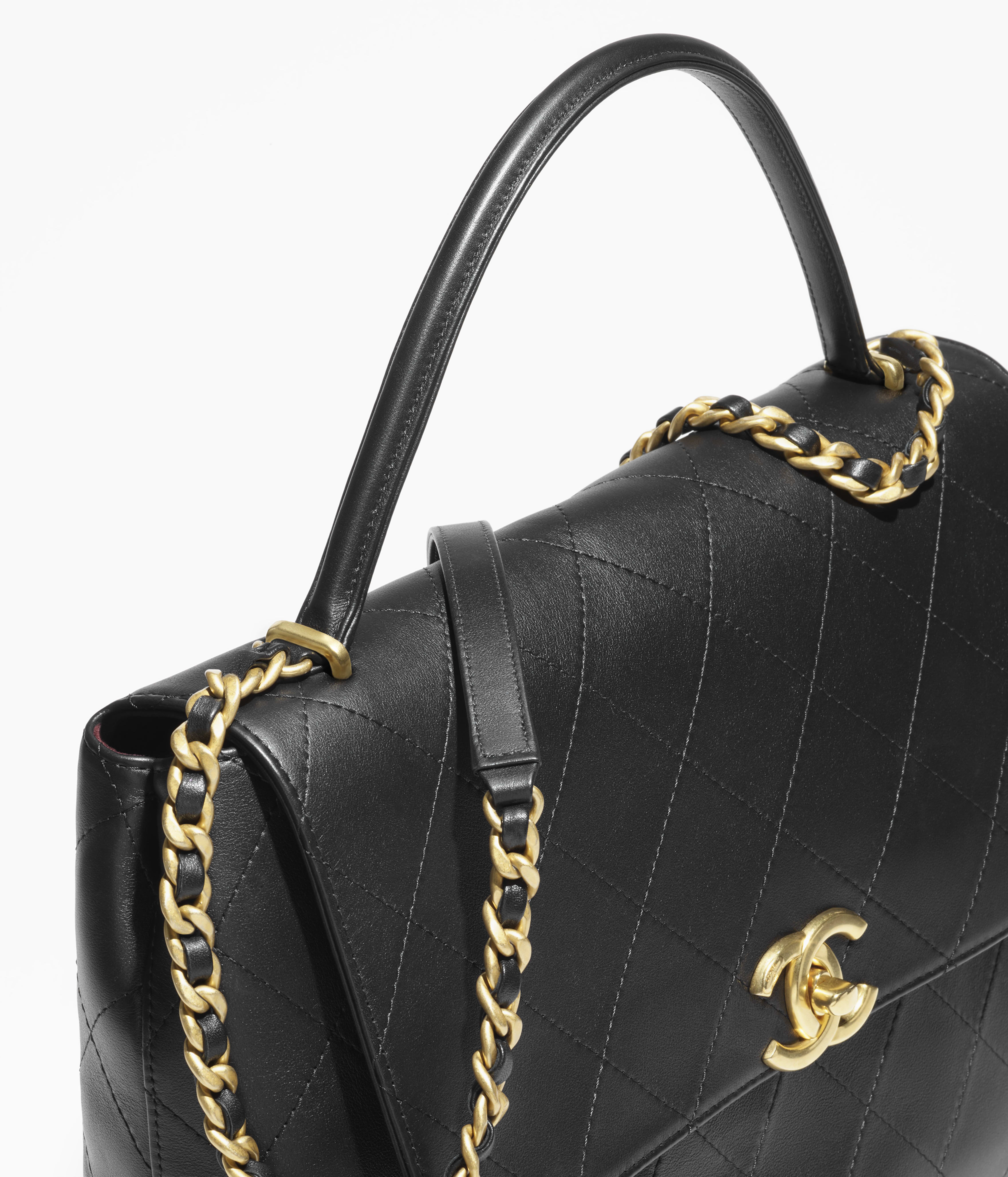 Chanel Maxi Flap Bag with Top Handle Calfskin & Gold-Tone Metal Black AS5543-B20111-94305