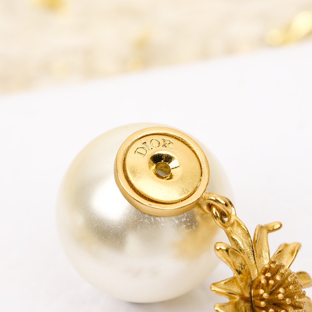 Dior Sunflower Pearl Earrings