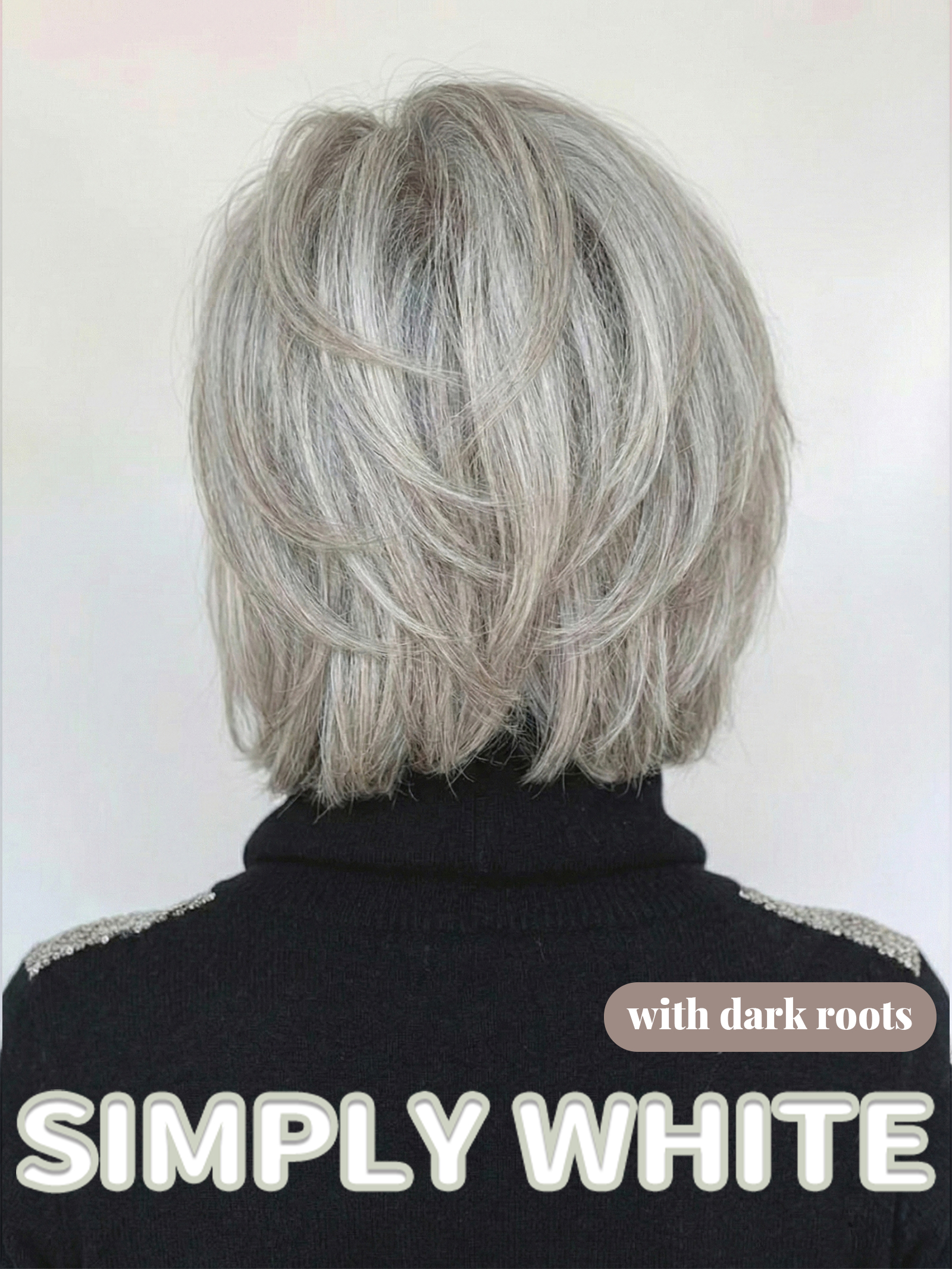 Silver Layered Wig with Natural Dark Roots