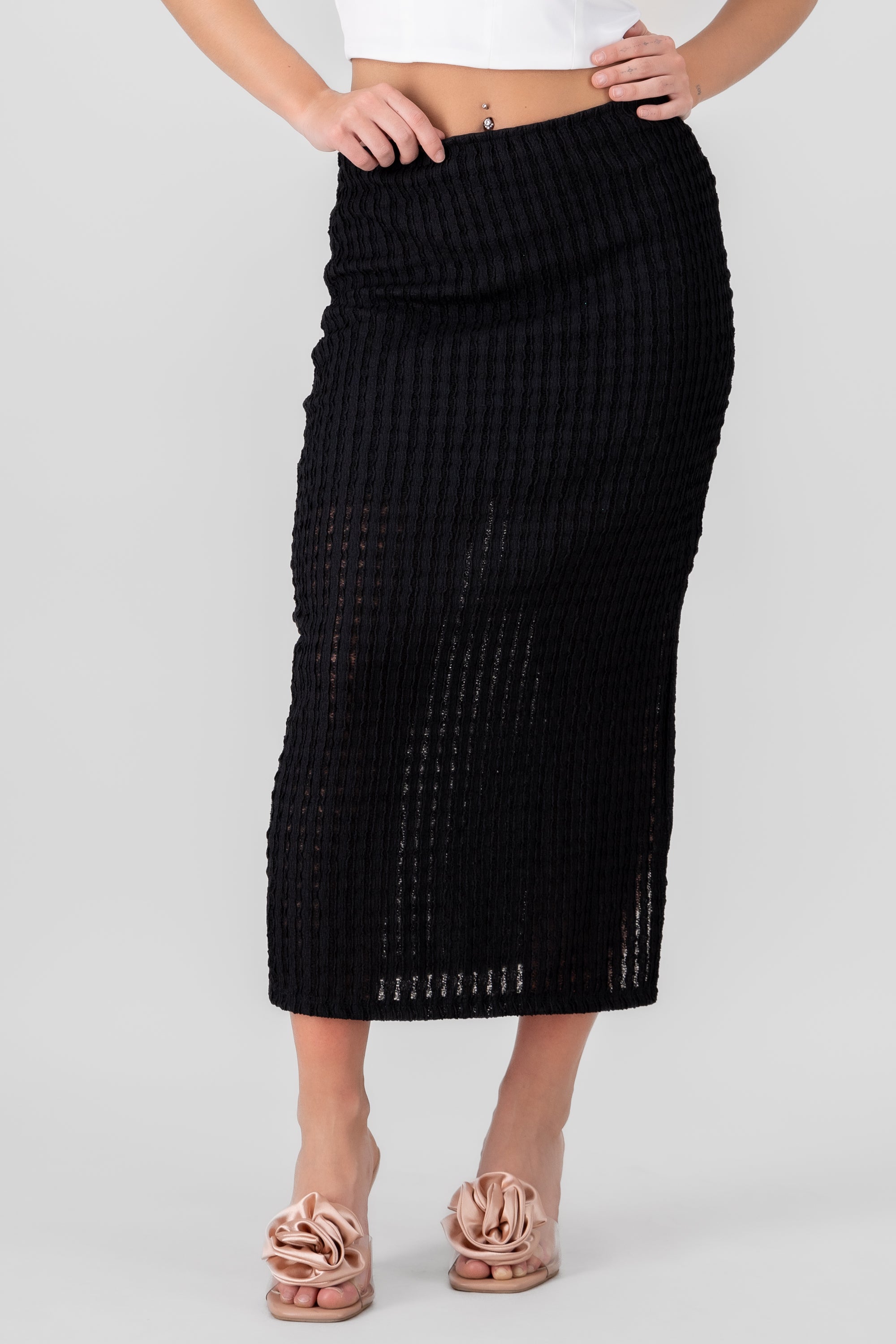 Textured Detail Maxi Skirt