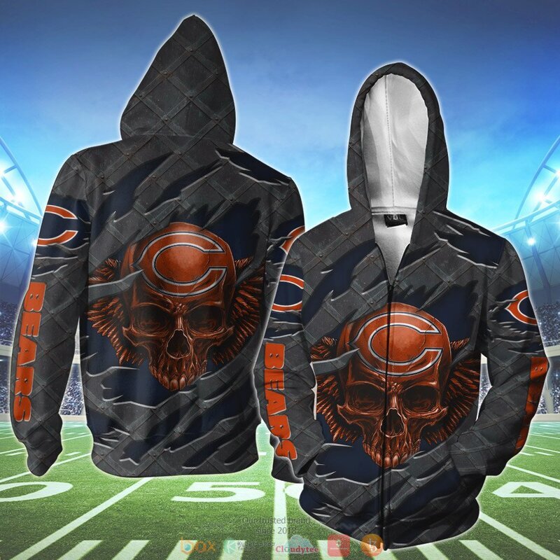 CHICAGO BEARS WINGS SKULL 3D HOODIE