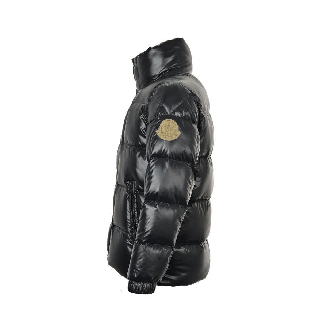 Moncler stand collar large arm logo down jacket