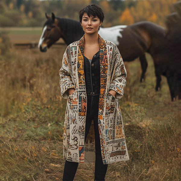 Women's Vintage Bohemian Print Cardigan