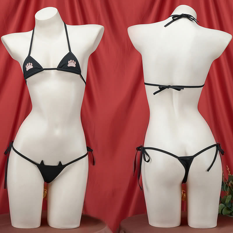 Cat Claw Backless Bikini Lingerie Set