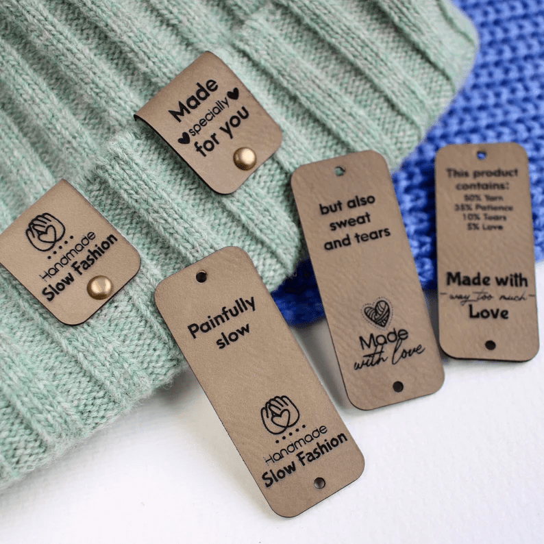 Faux leather tags with funny hidden messages - Set of 10