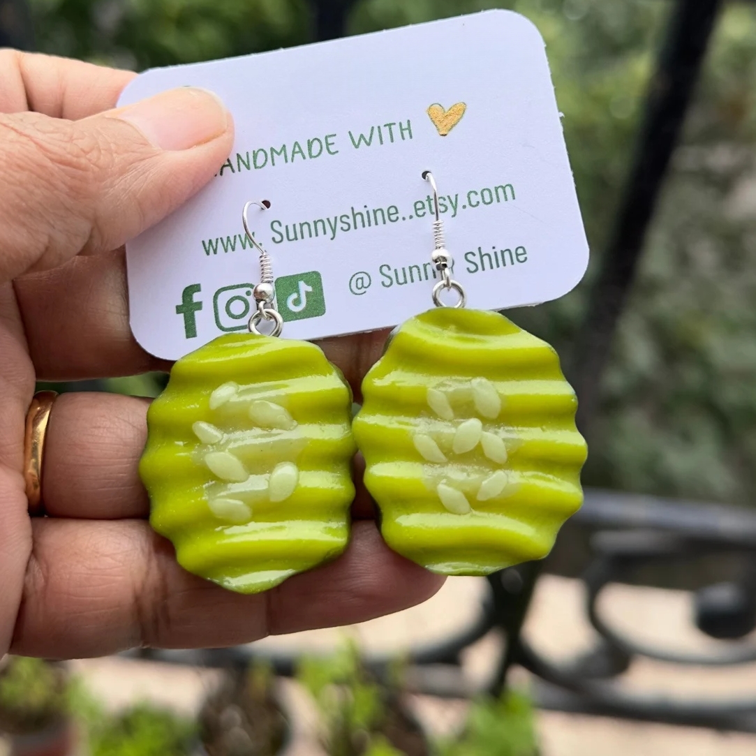 Pickle Slice Handmade Earrings