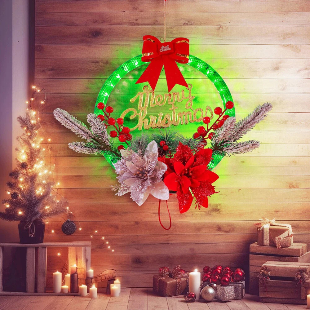 💥ON SALE💥Christmas LED Lighted Hanging Wreath for Door, Window & Wall Decor 🎀✨