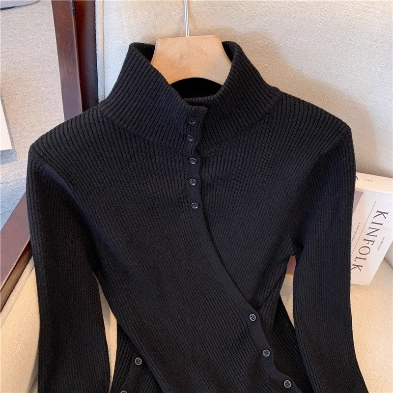Black Half Turtleneck Bottoming Sweater