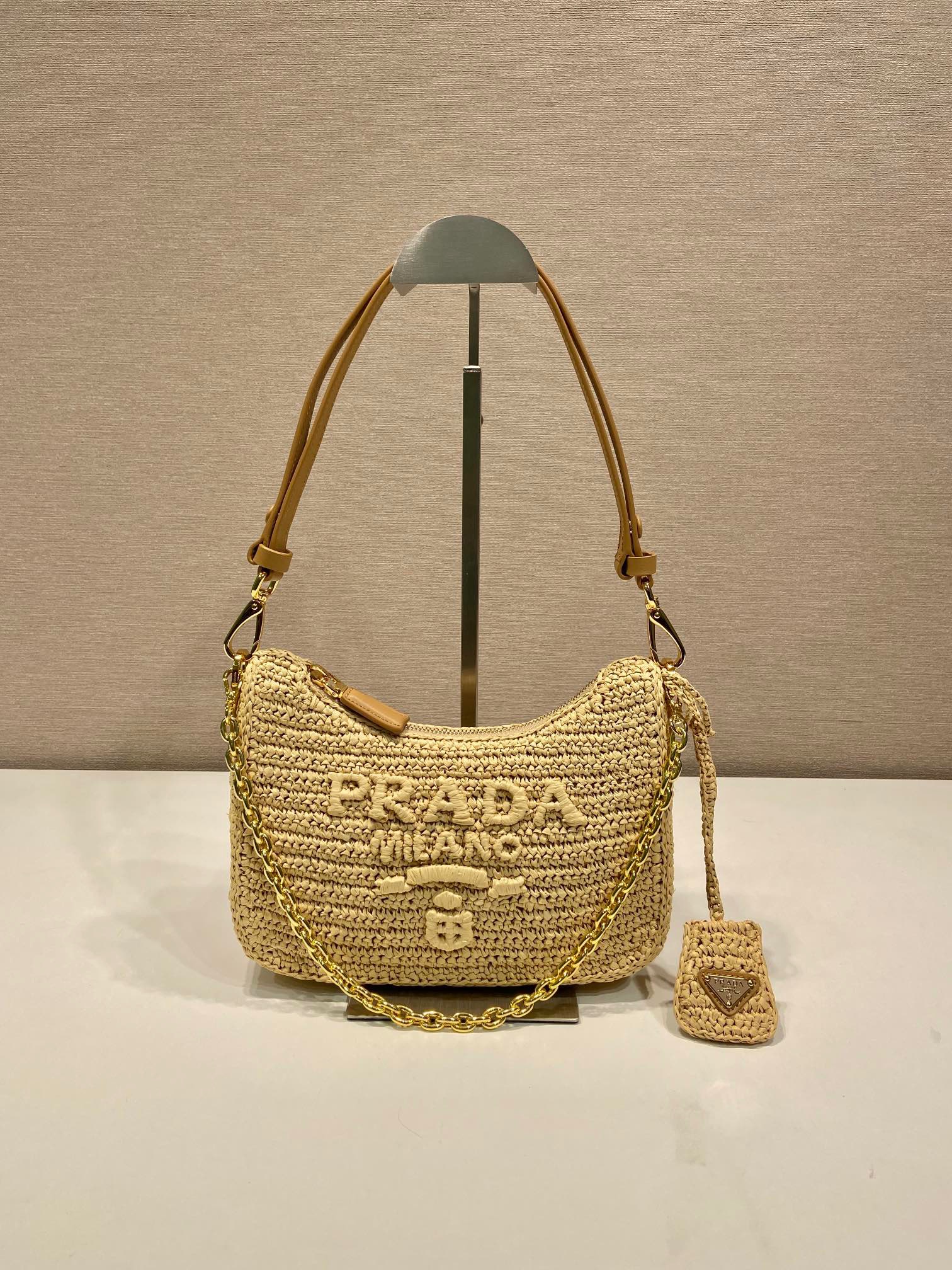 Prada Hand-woven Hobo Underarm Bag 1BC204B