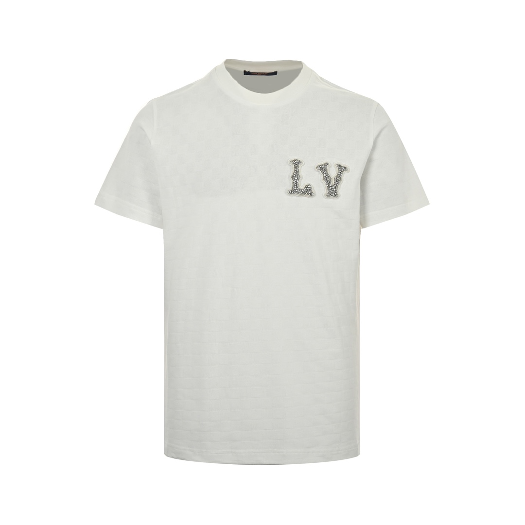 Louis Vuitton 24ss rhinestone lettering logo short sleeve