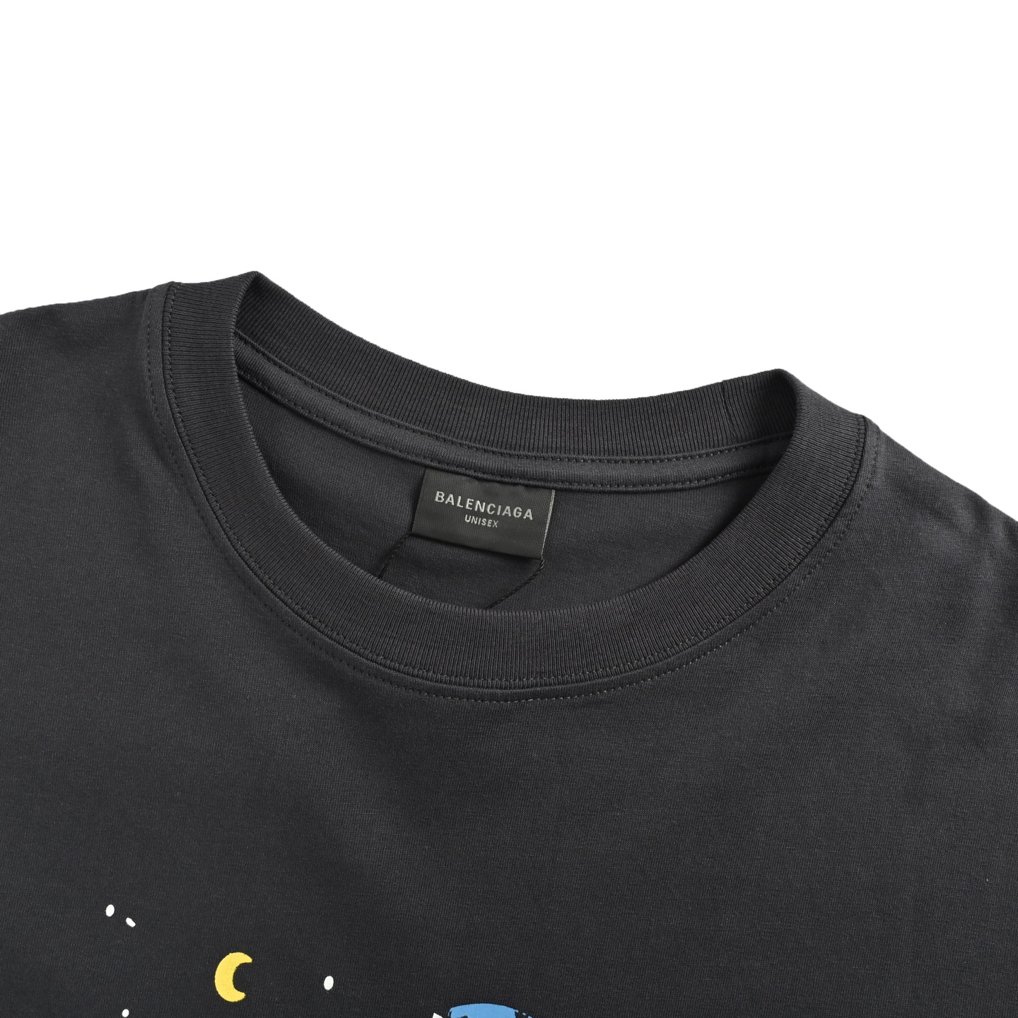 Balenciaga 25ss cartoon letter shooting star distressed short sleeve