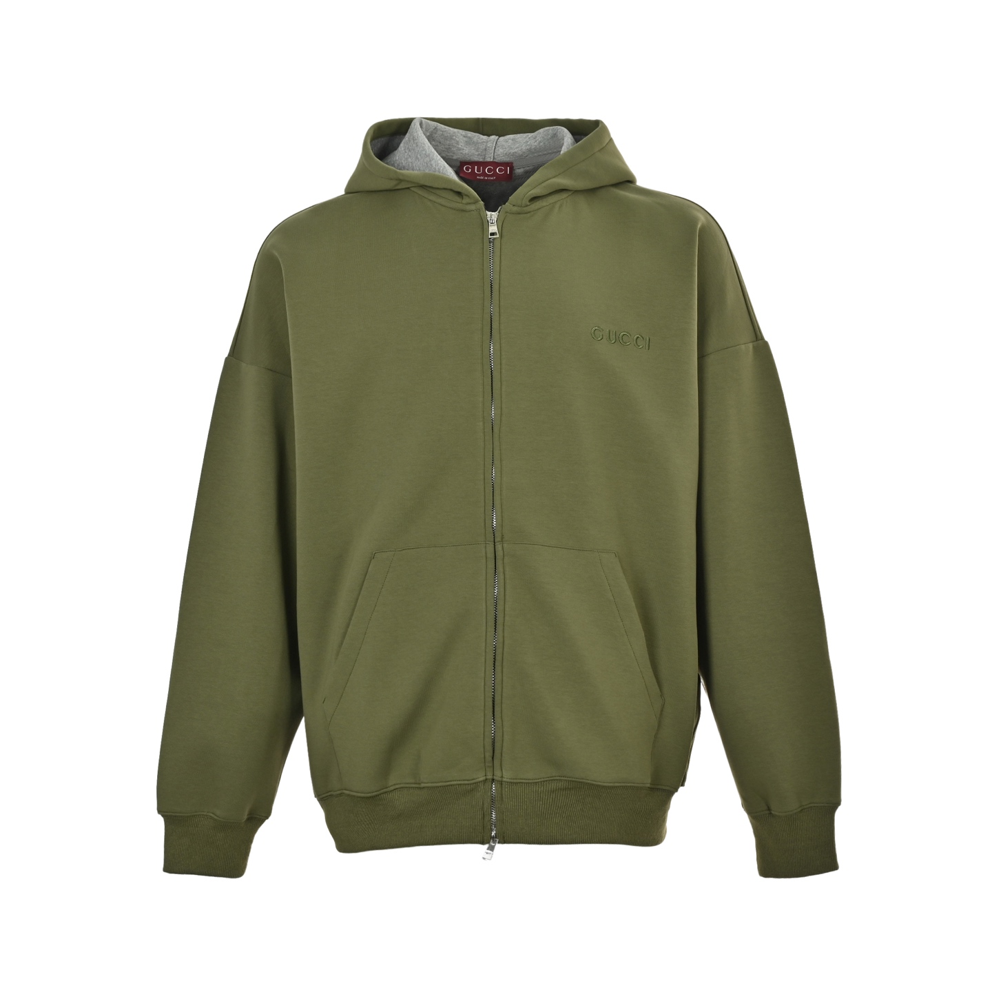 Gucci 25ss small logo embroidered space cotton zip-up hooded jacket