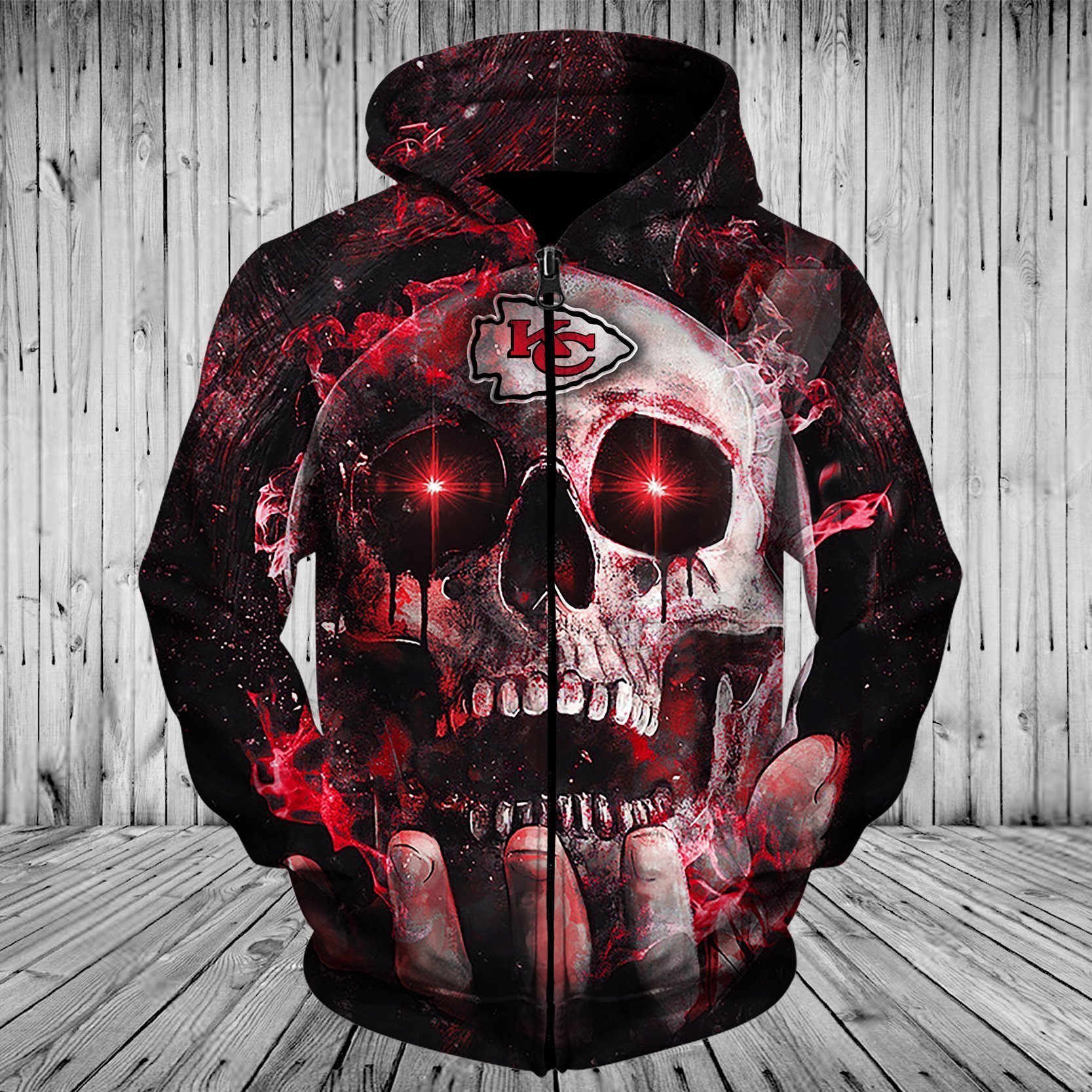 CHIEFS HOODIE 3D SKULL 65