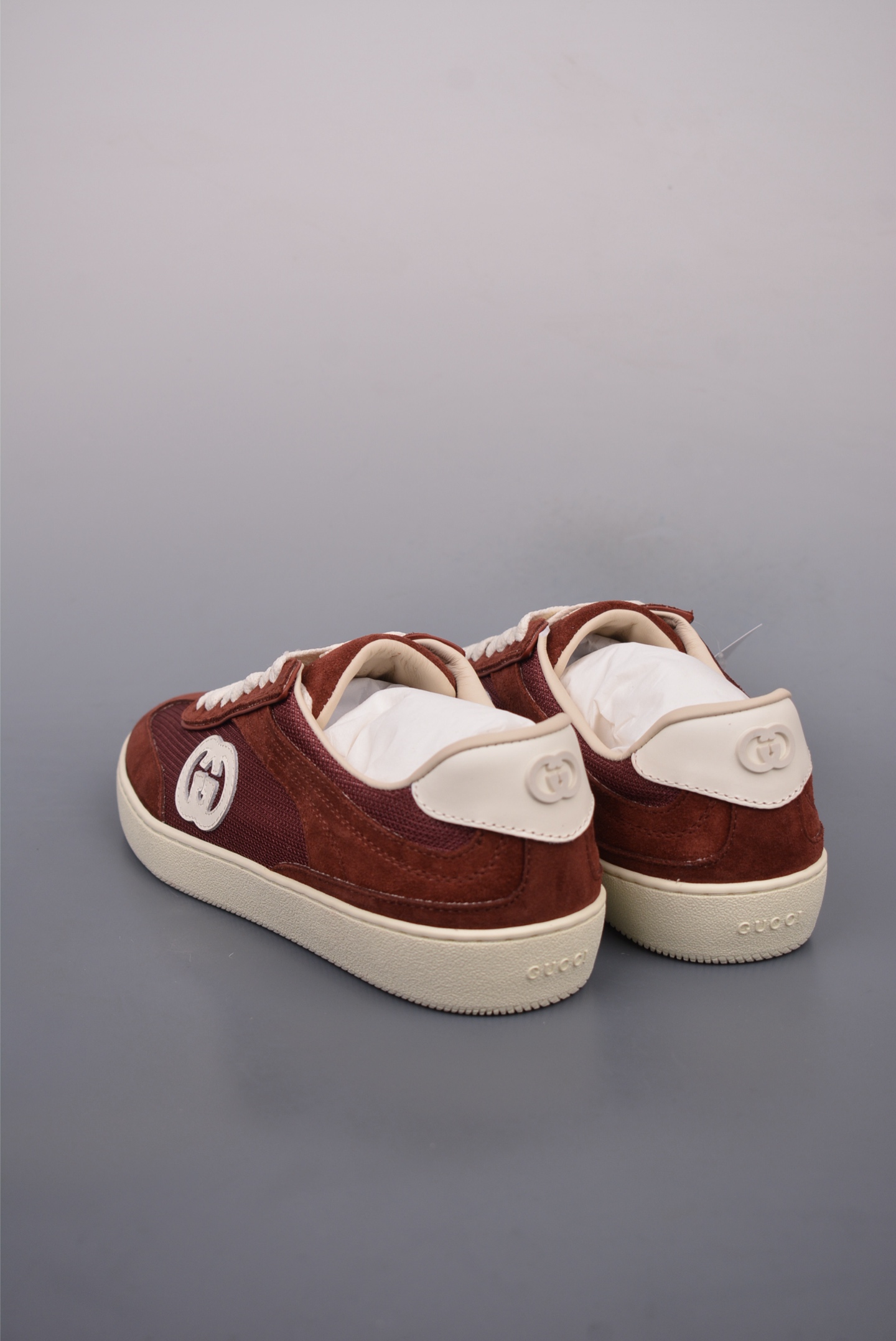 Gucci Interlocking G Suede Sneaker G74 Burgundy White