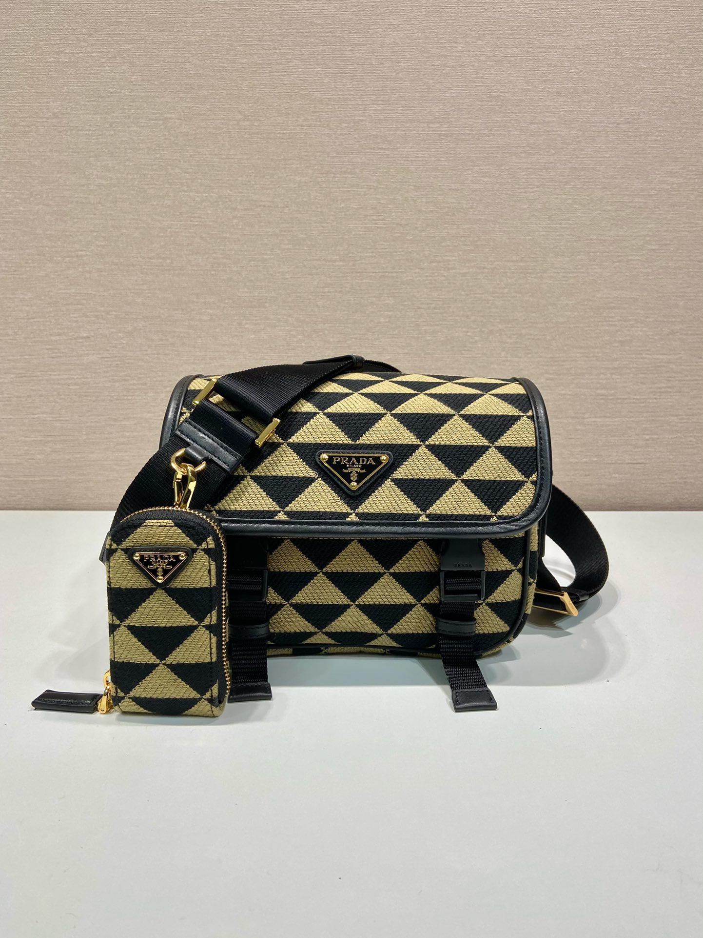 Prada Embroidered Fabric Messenger Bag 2VD034