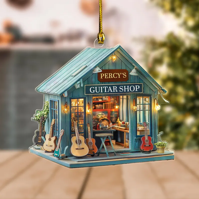 Personalized  Guitar Shop Christmas Ornament