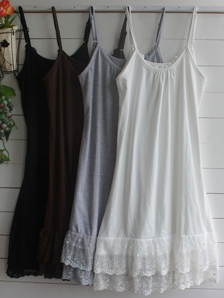 Vintage Plain Lace Patchwork Ruffle Mini Dress