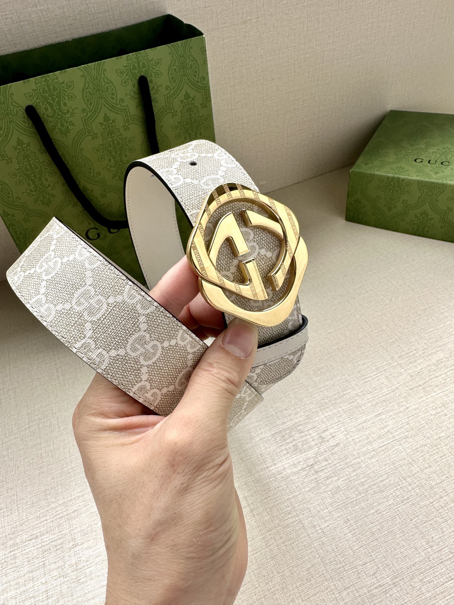 Gucci Marmont printed leather belt 3.8cm wide