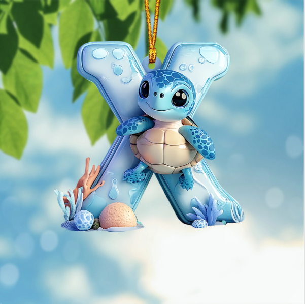 Cute Turtle Letter Shaped Ornament