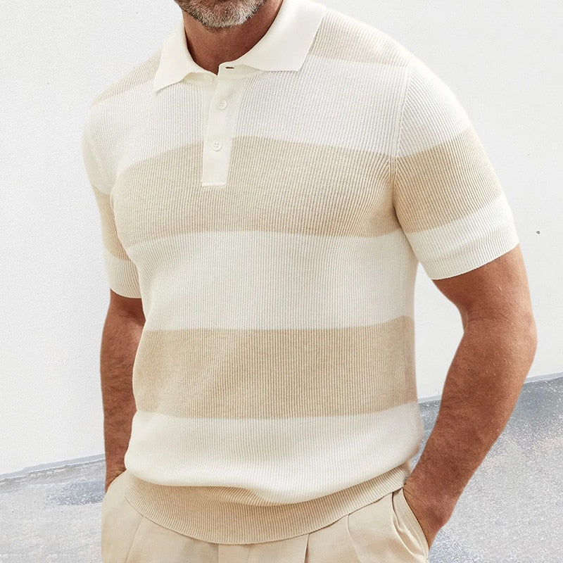 Italia Striped Knitted Polo Shirt
