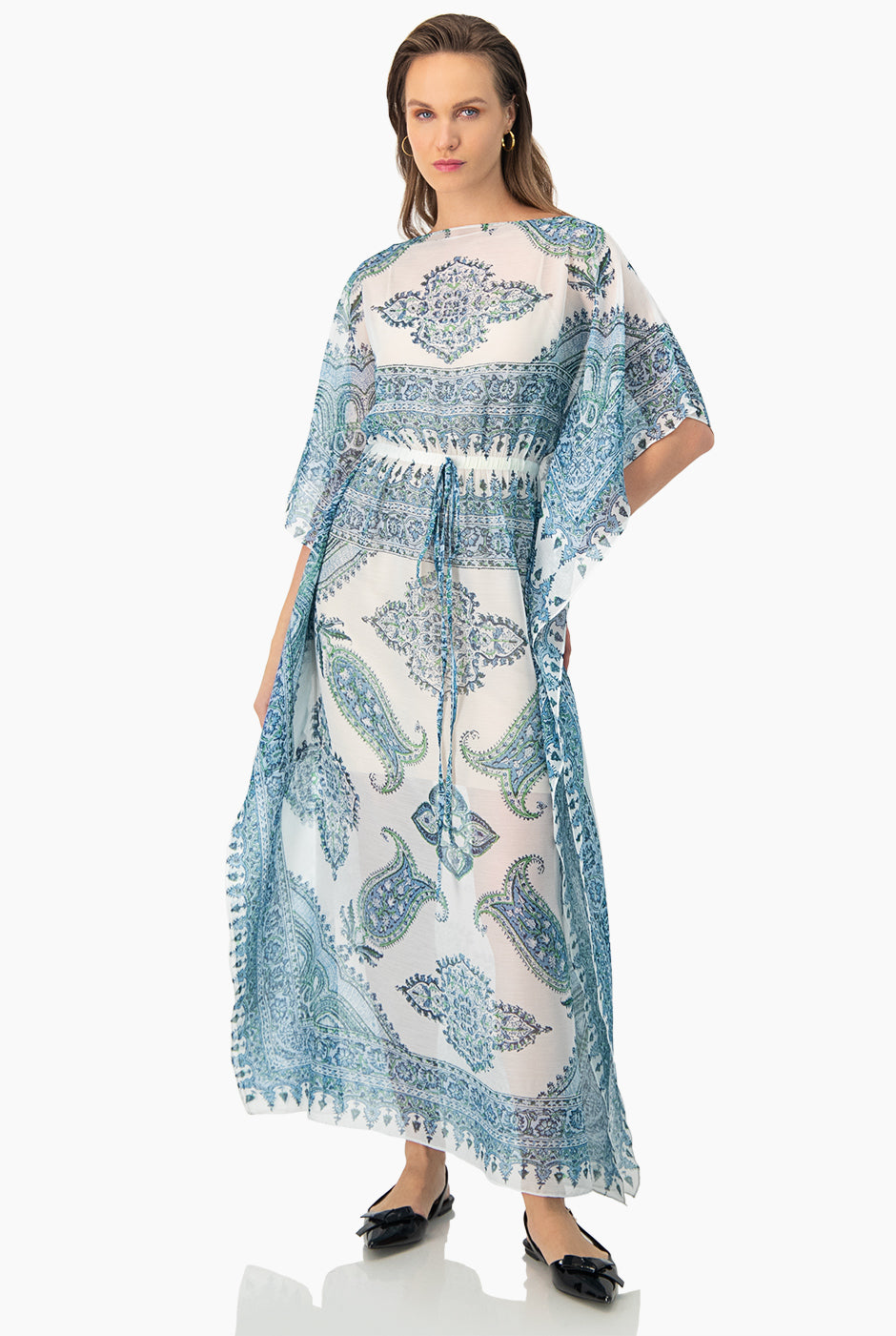 Vestido maxi manga tipo murcielago