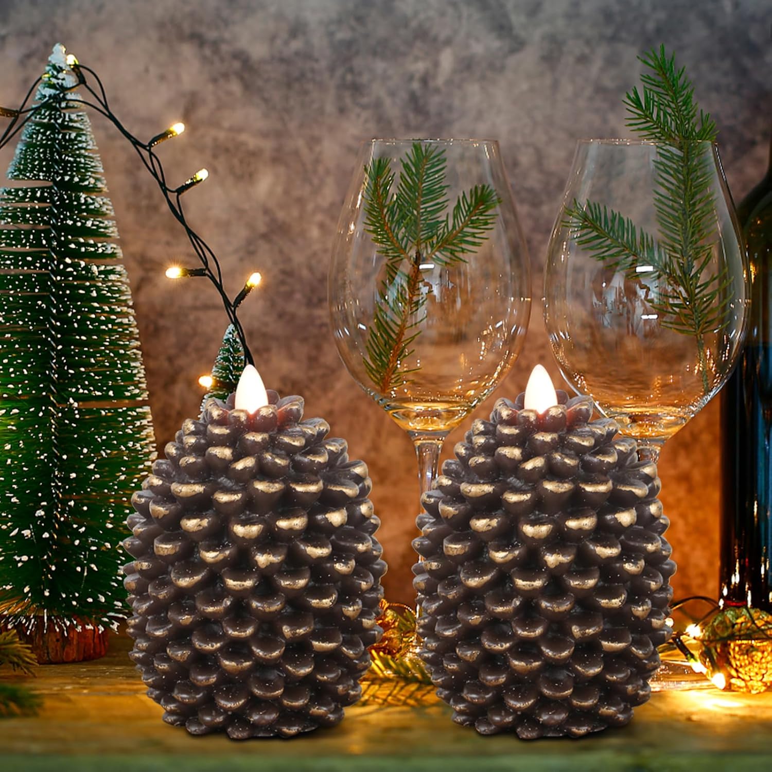 🎅2024 Christmas Promos🔥Flameless Pinecone Candles Battery Operated with 6 Hour Timer