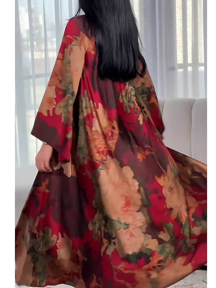 V-Neck Artistic Elegant Printed Dress