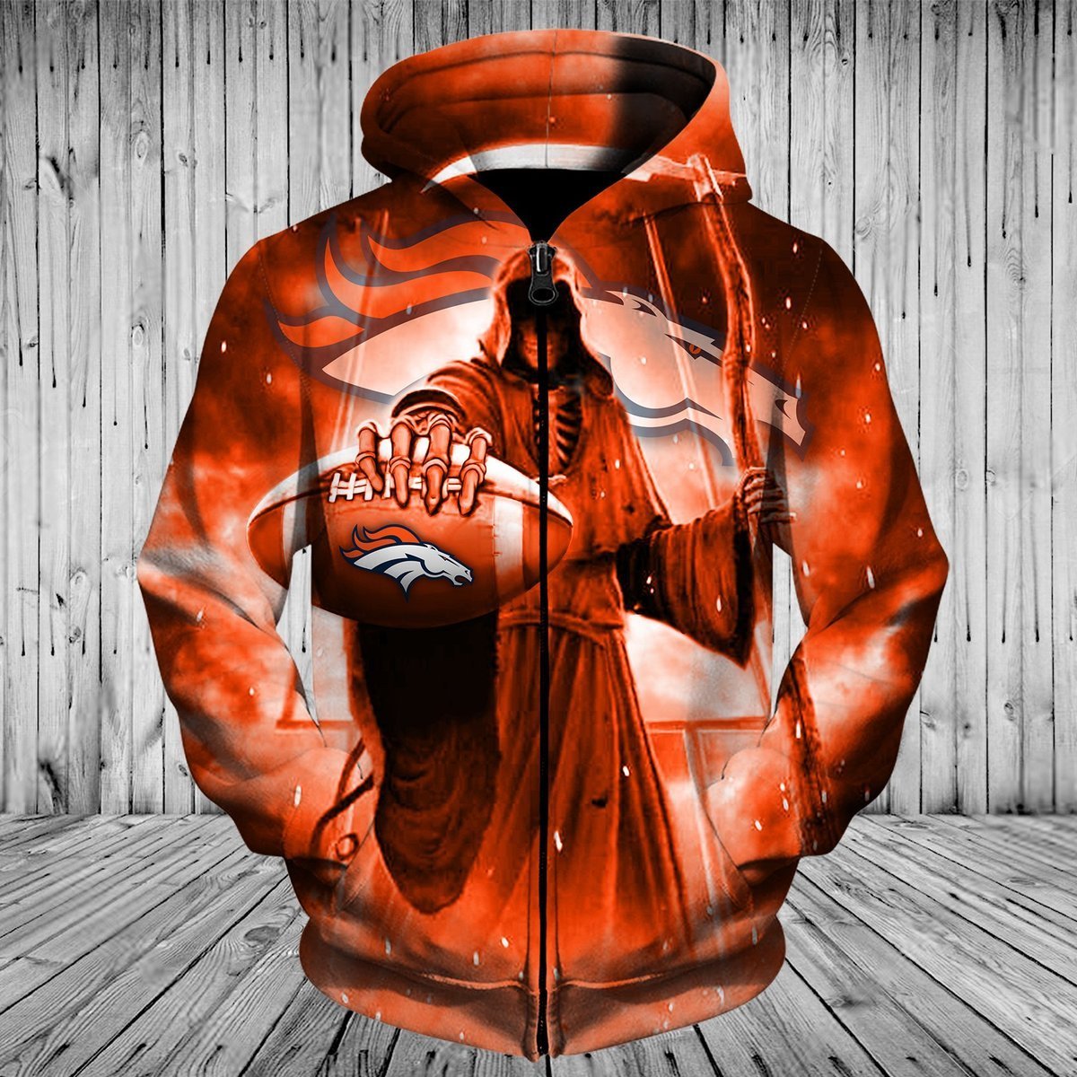 BRONCOS HOODIE DEATH SKULL 3D7