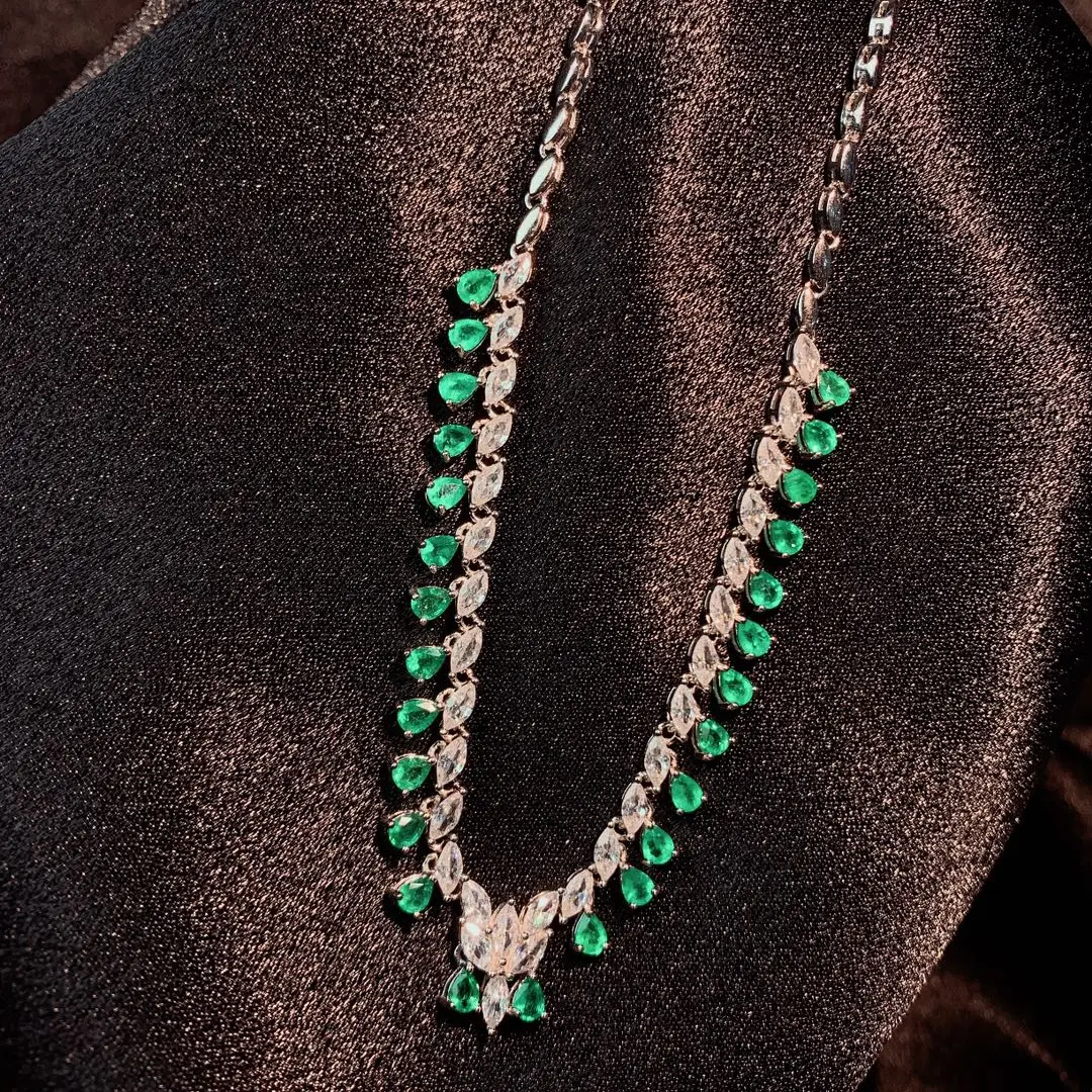 925 Sterling Silver Natural Emerald Necklace Christmas Pendant Women's Necklace Gem 925 Sterling Silver Jewelry Certified