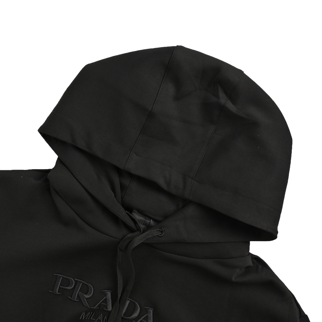 Prada 24Fw chest embroidered logo hooded sweatshirt