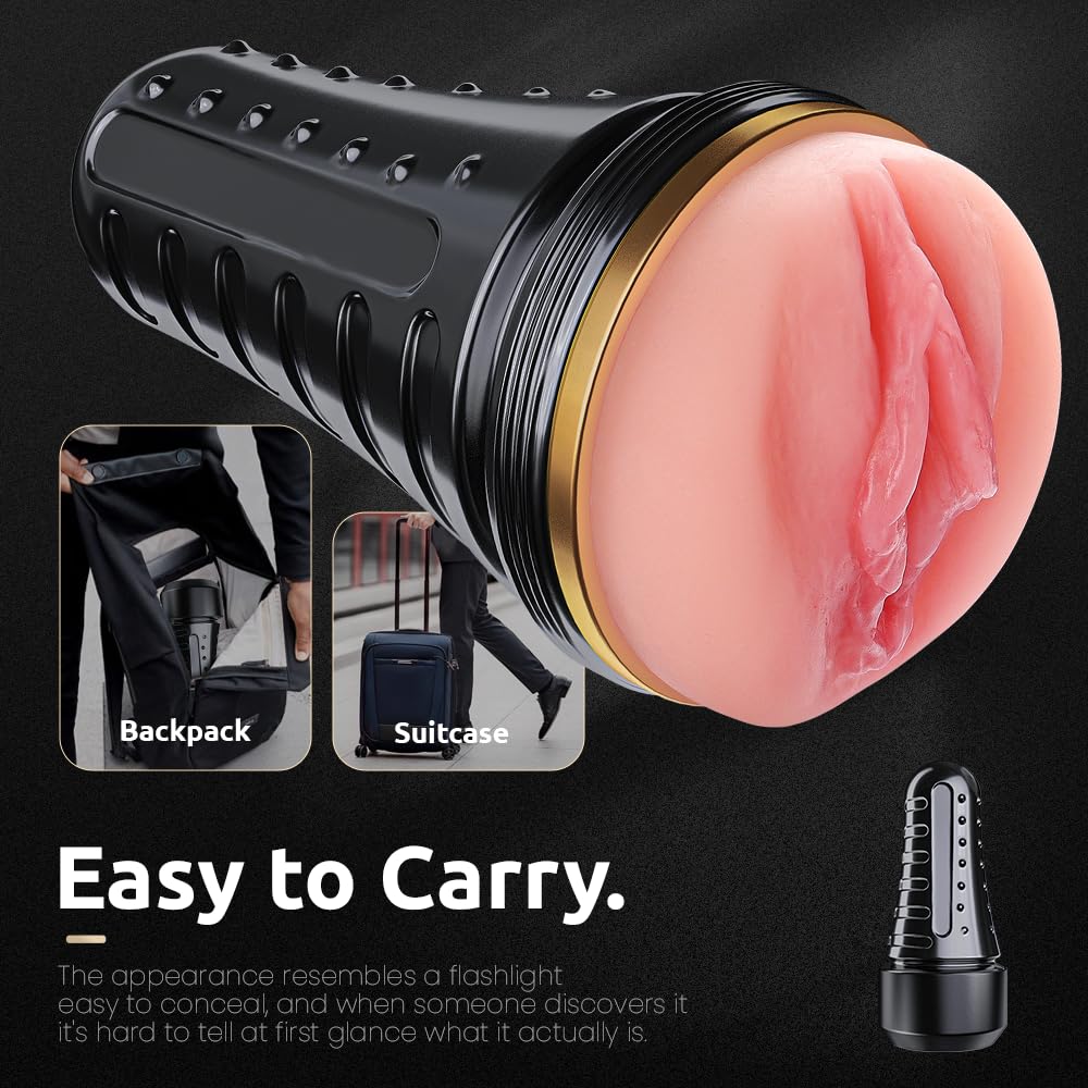 Male Masturbator,Realistic Pocket Pussy Vagina Textured with 7.5in Depth Lifelike Soft and Fleshy Texture,Penis Training Masturbators Sex Machine Toy for Men