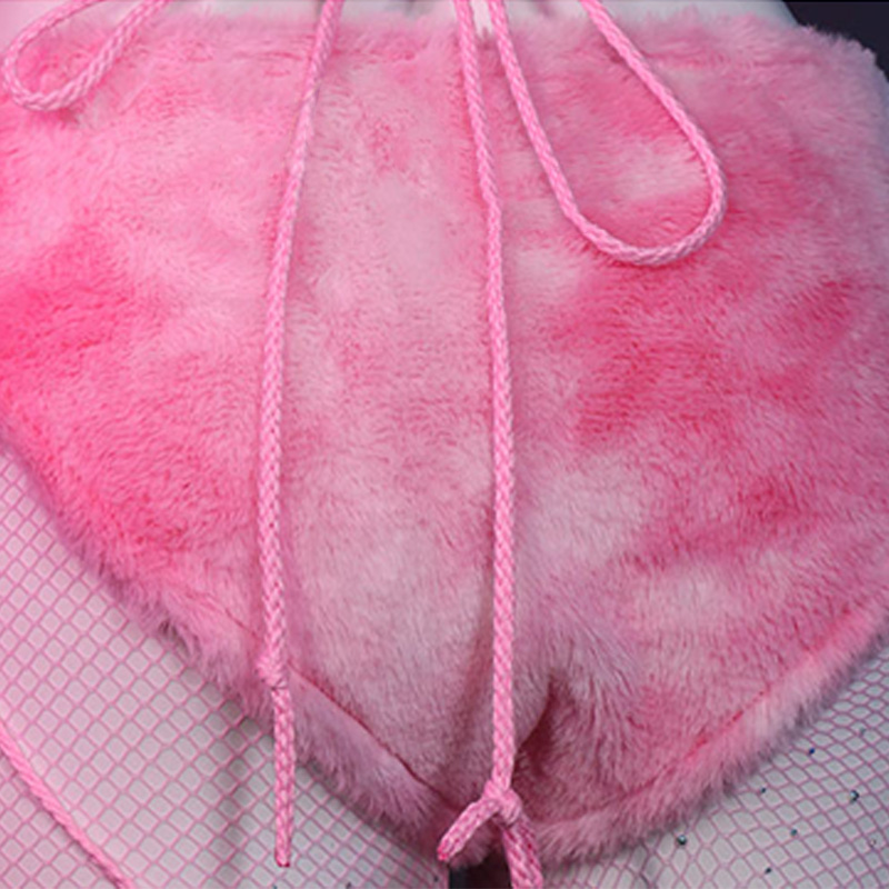 Cosplay Cartoon Kitty Paw Hooded Plush Lingerie Set