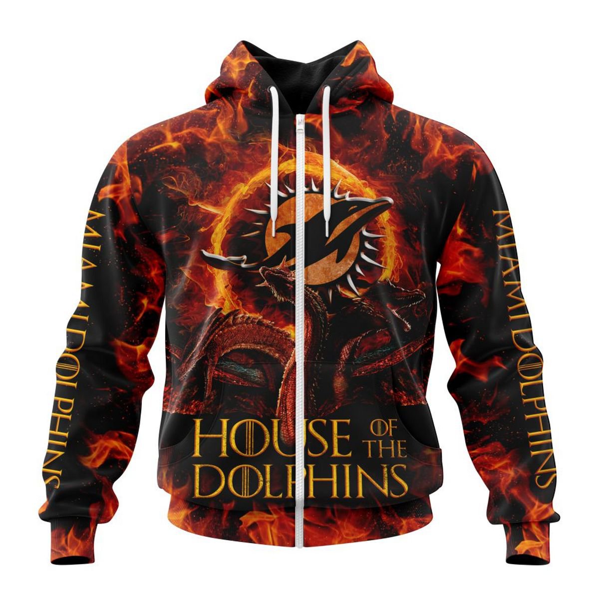 MIAMI DOLPHINS GAME OF THRONES – HOUSE OF THE DOLPHINS 3D HOODIE