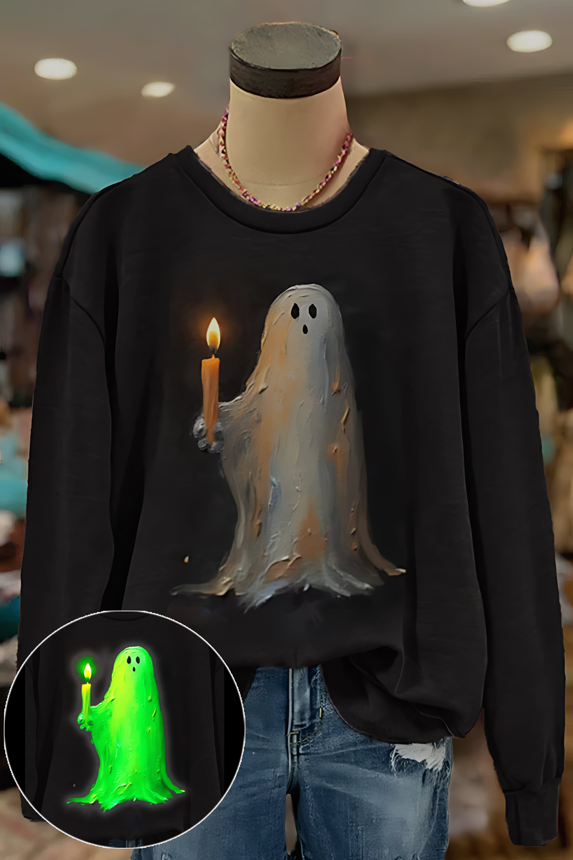 🔥Buy 3 Get 10% Off🔥Women's Halloween Ghost Luminous Print Sweatshirt