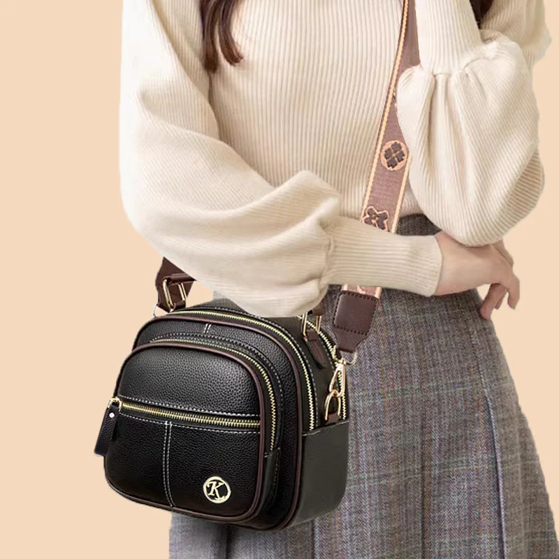 👍Last Day Promotion 60% OFF💥Classic Multifunctional Compartments Adjustable Wide Shoulder Strap Leather Crossbody Bag