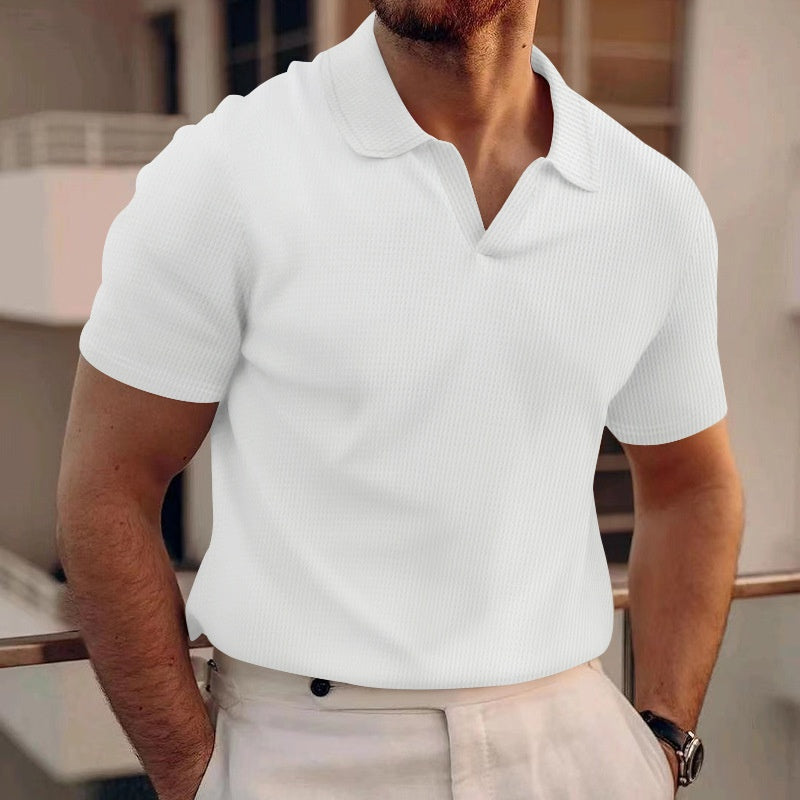 Men’s Casual Waffle Knit Short Sleeve Shirt